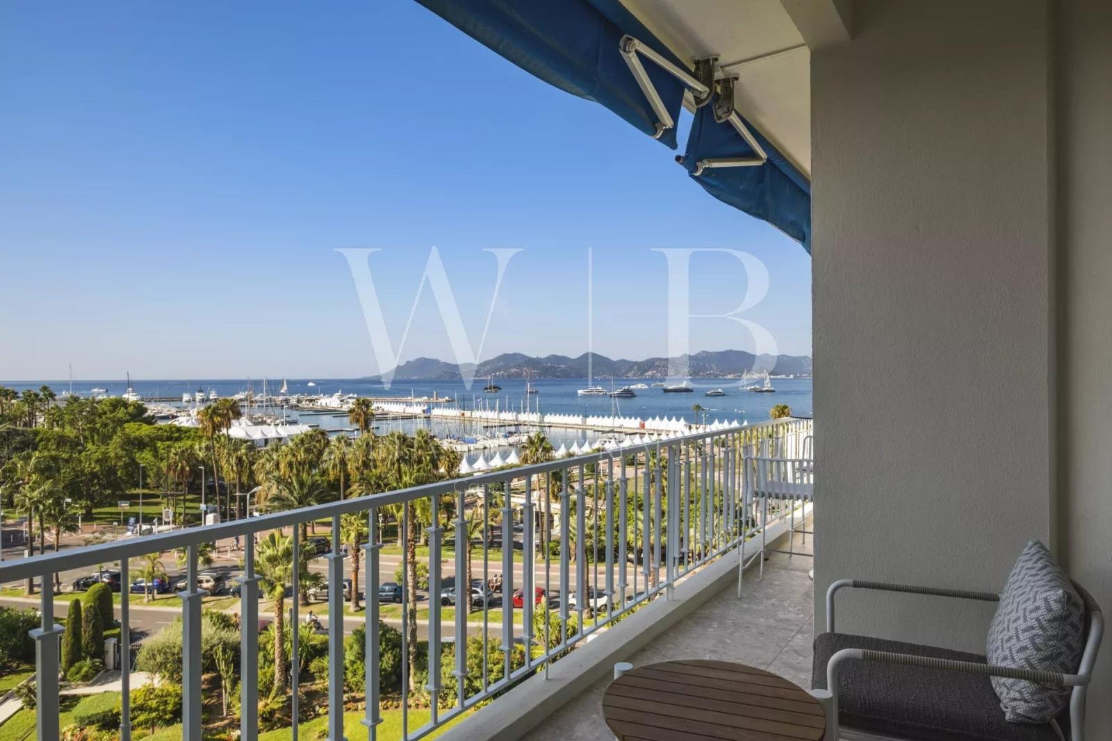 Cannes, la Croisette - Palm Beach- 4 P avec vue mer panoramique et port Canto