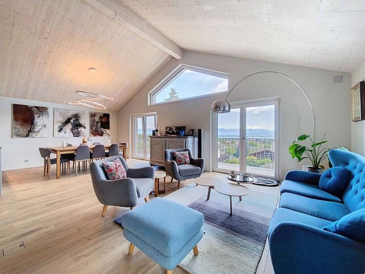 Magnifique Villa contemporaine neuve avec vue panoramique sur le lac et les Alpes 