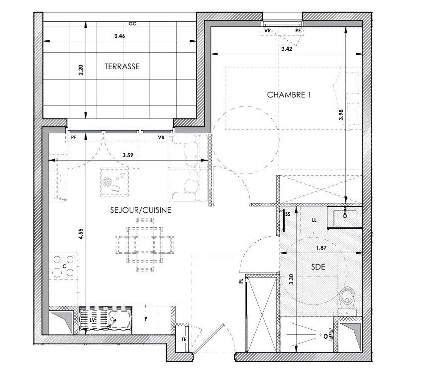 APPARTEMENT 2 PIÈCES DE 40m² + PARKING – CHÂTEAUNEUF-DU-GRASSE