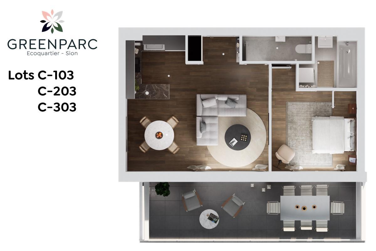 Lot C-203 - Appartement de 2.5 pces au 2ème