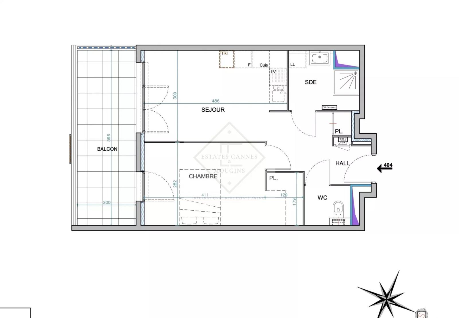 Appartement 2 pièces neuf en dernier étage — une adresse rare à deux pas de la mer, à Juan-les-Pins.
