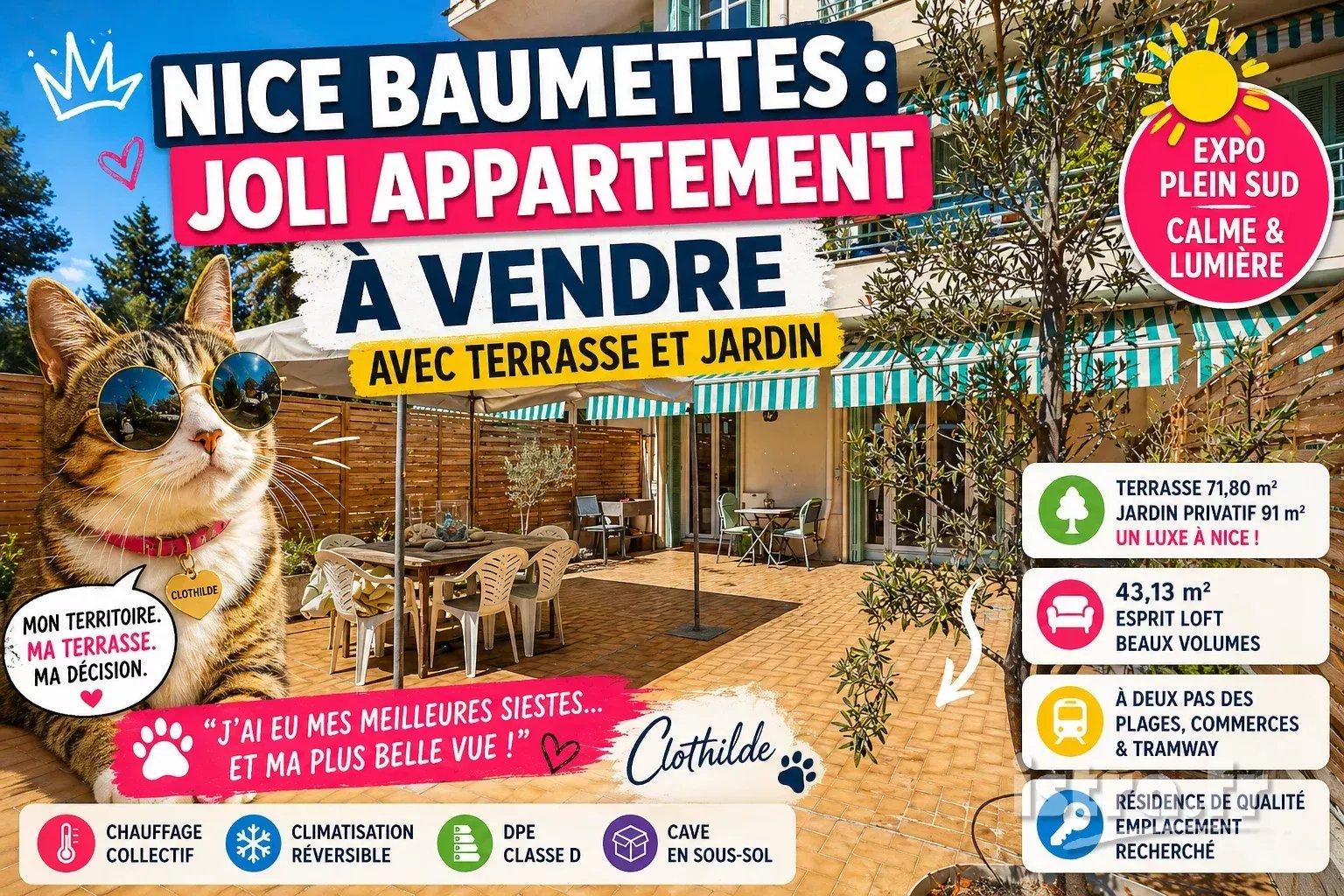 Nice Baumettes : joli appartement avec terrasse et jardin