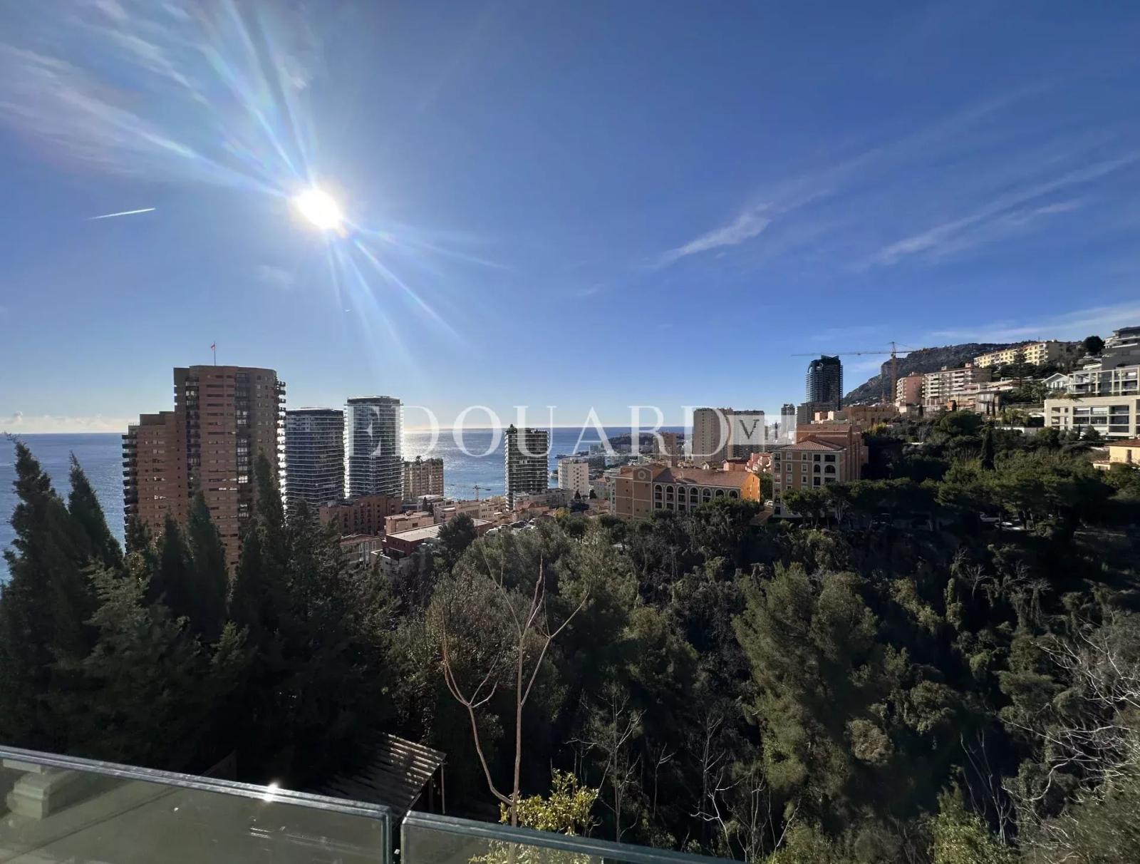 Superbe quatre pièces soigneusement rénové avec vastes terrasses, jardin, vue mer panoramique et parking