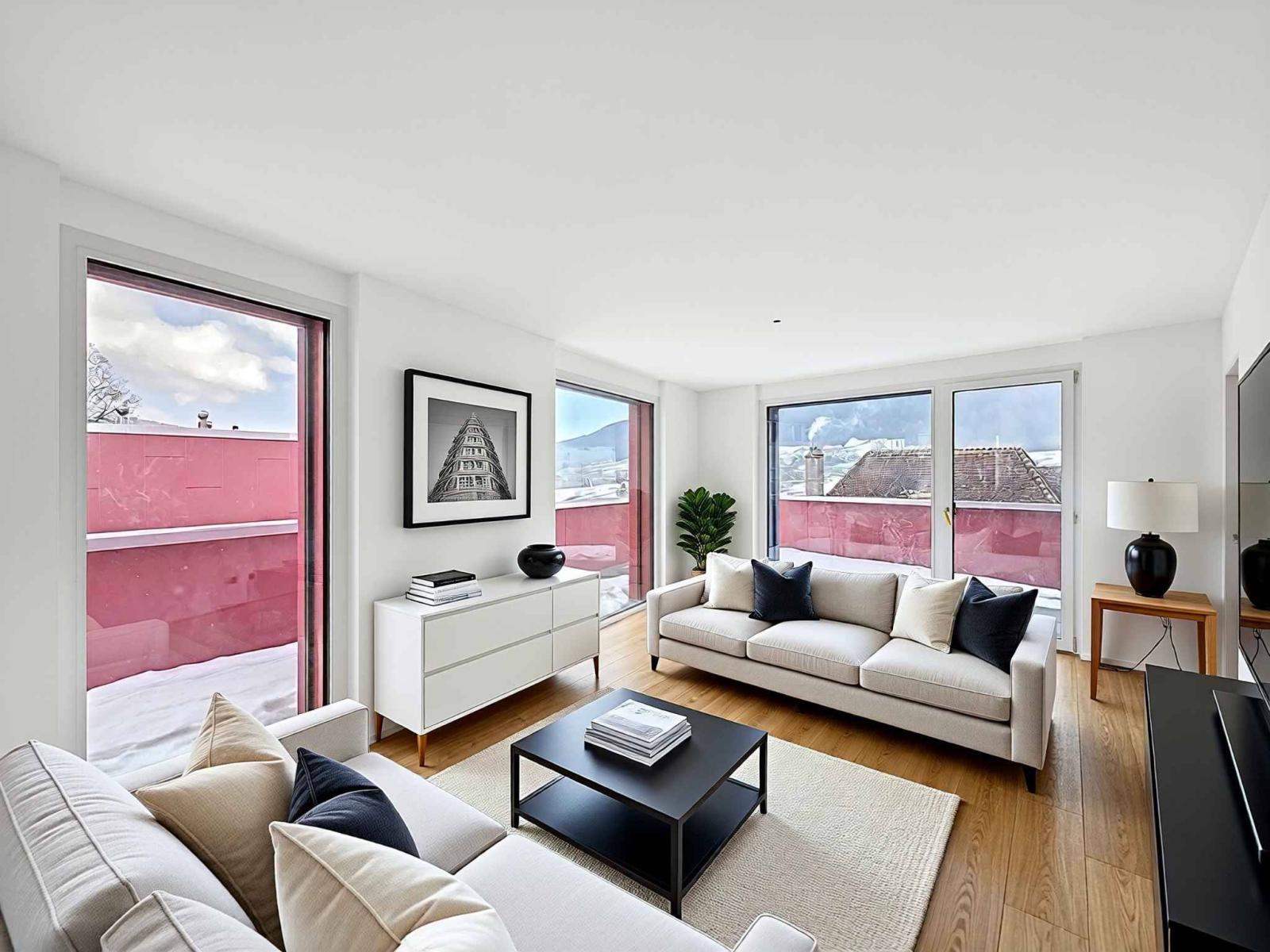 Élégant attique contemporain avec grande terrasse 