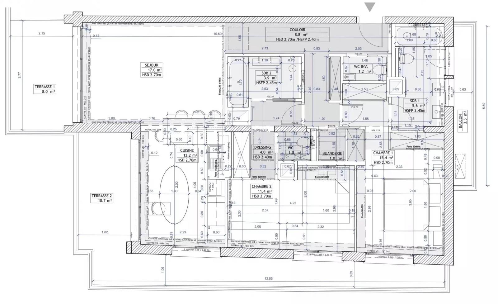 Appartement de 2 chambres rénové et meublé