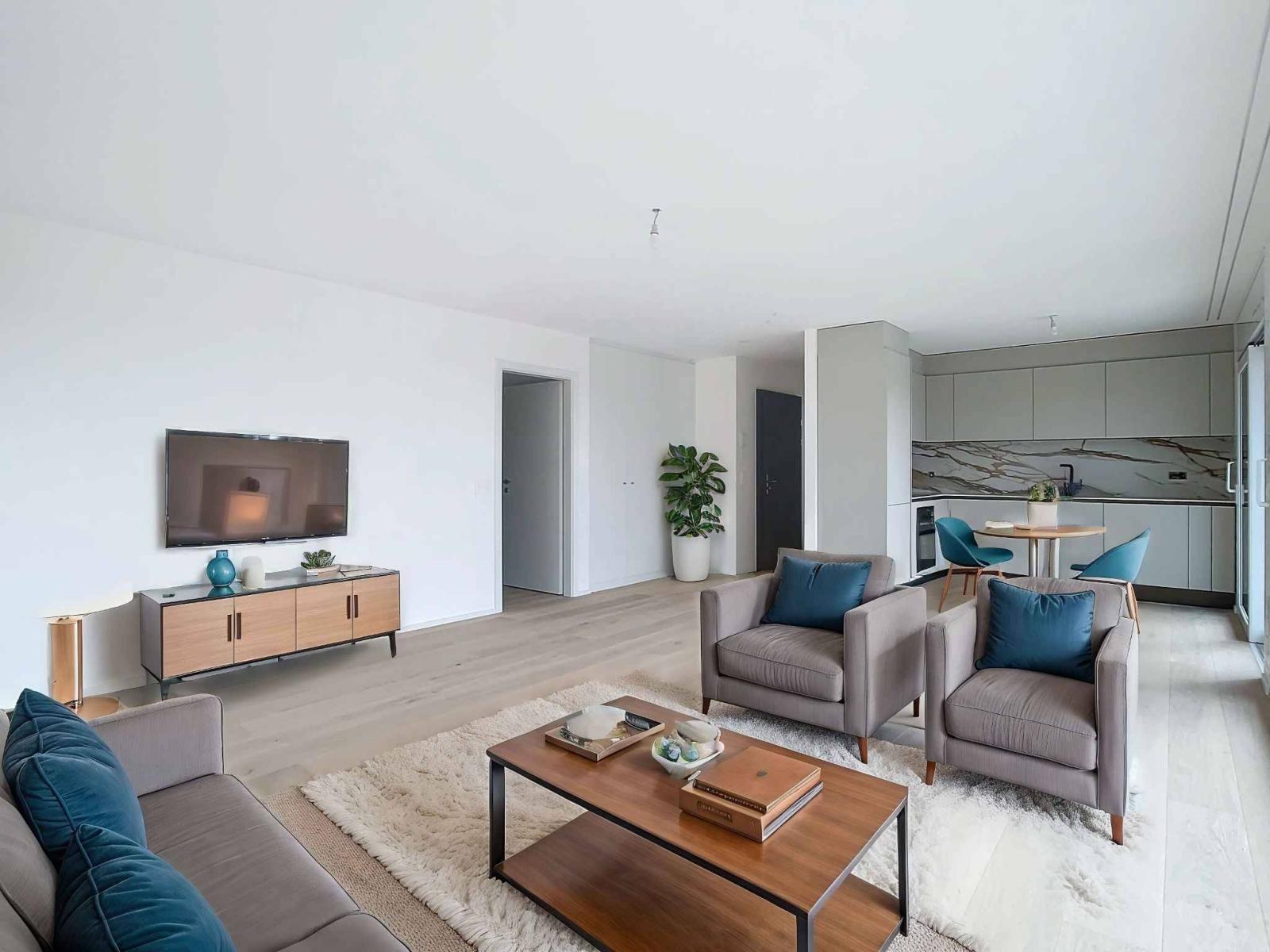 Attique MINERGIE neuf avec vue panoramique et petit jardin-potager