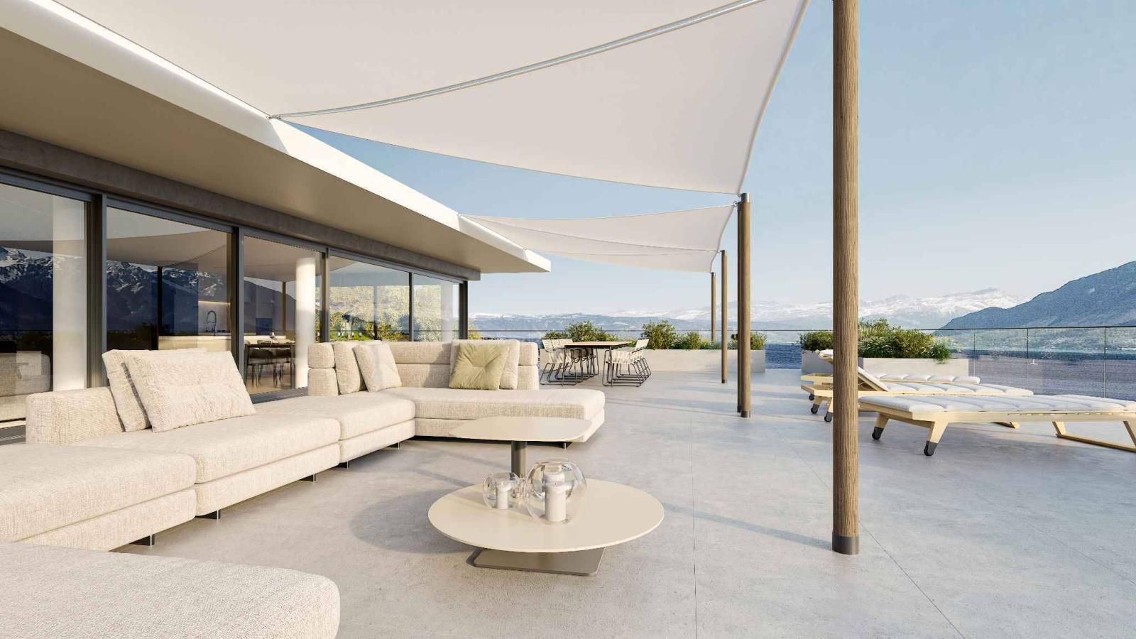 Attique contemporain avec vaste terrasse et vue panoramique