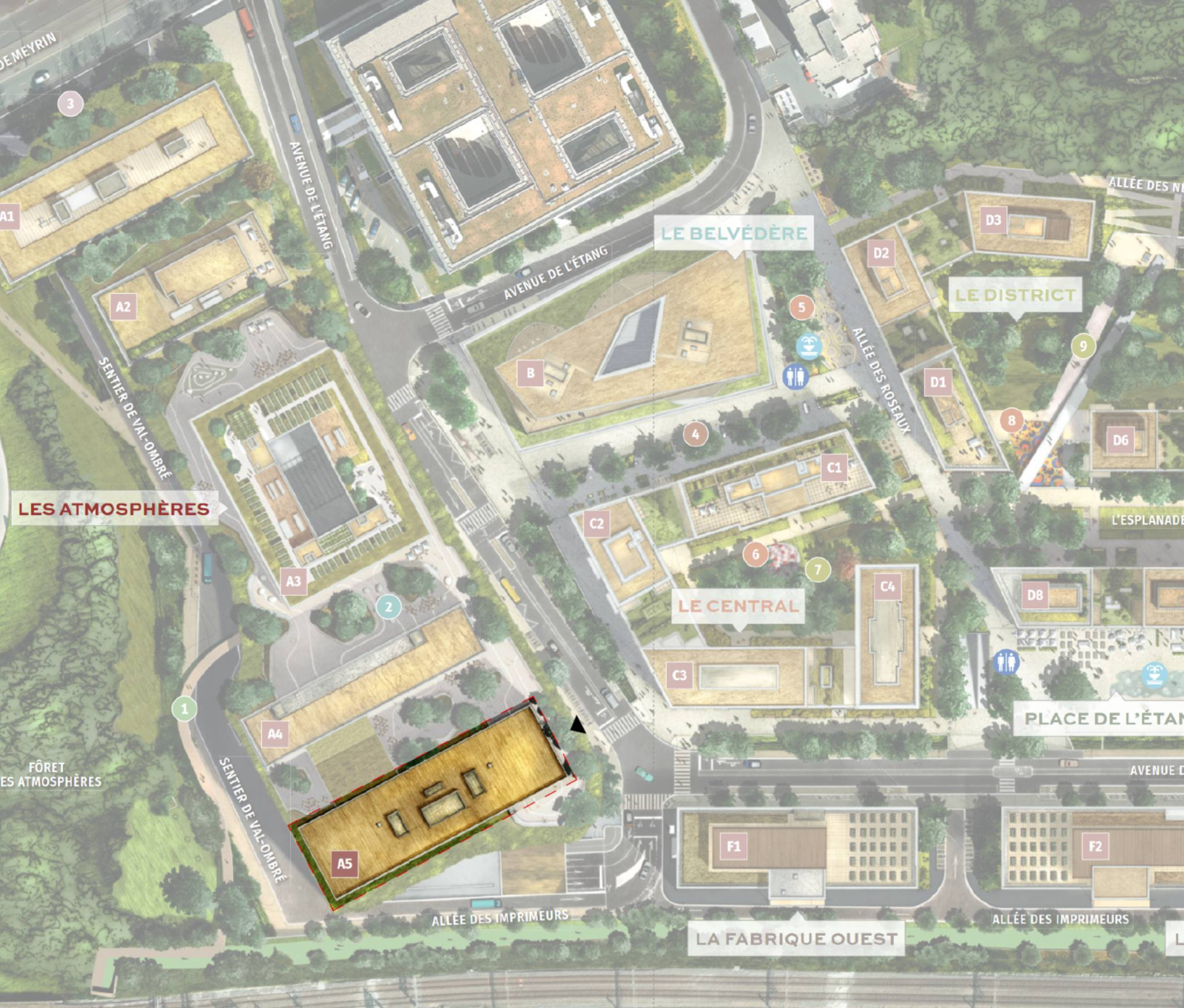 Surface de bureaux à louer au Quartier de l'Etang