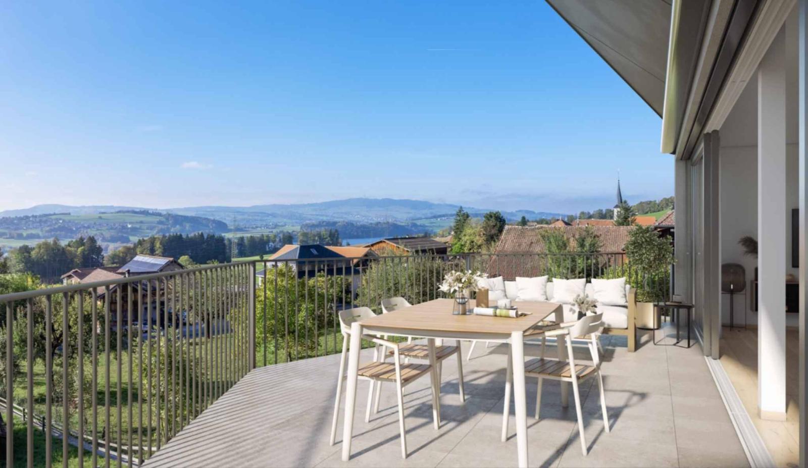 Appartement 4.5 pièces de standing avec vue panoramique sur le lac de la Gruyère