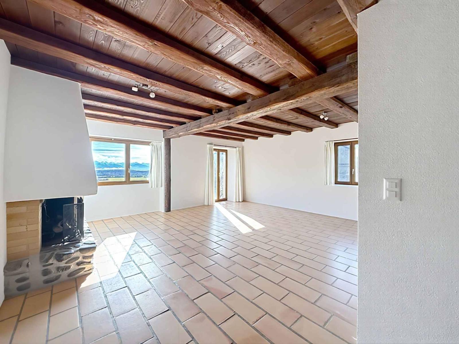 Magnifique maison villageoise rénovée avec charme, volumes et vue sur les Alpes